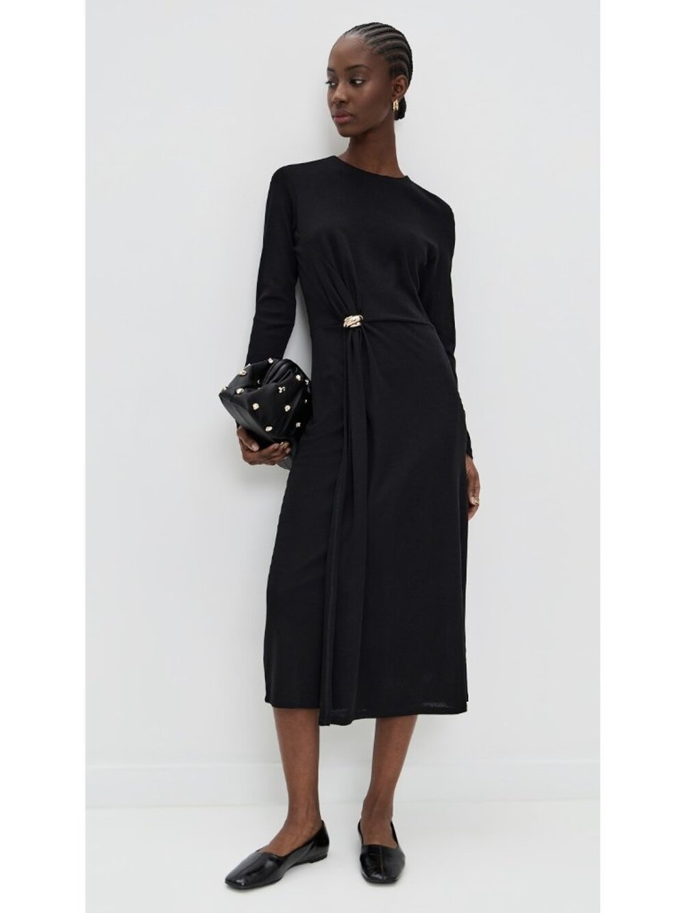 G-20. Vince Long Sleeve Side Drape Dress Black